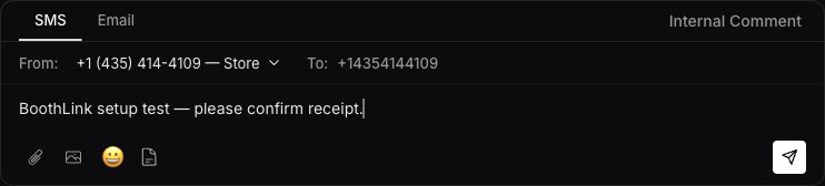 Actual message composer with SMS, From, and Send message controls