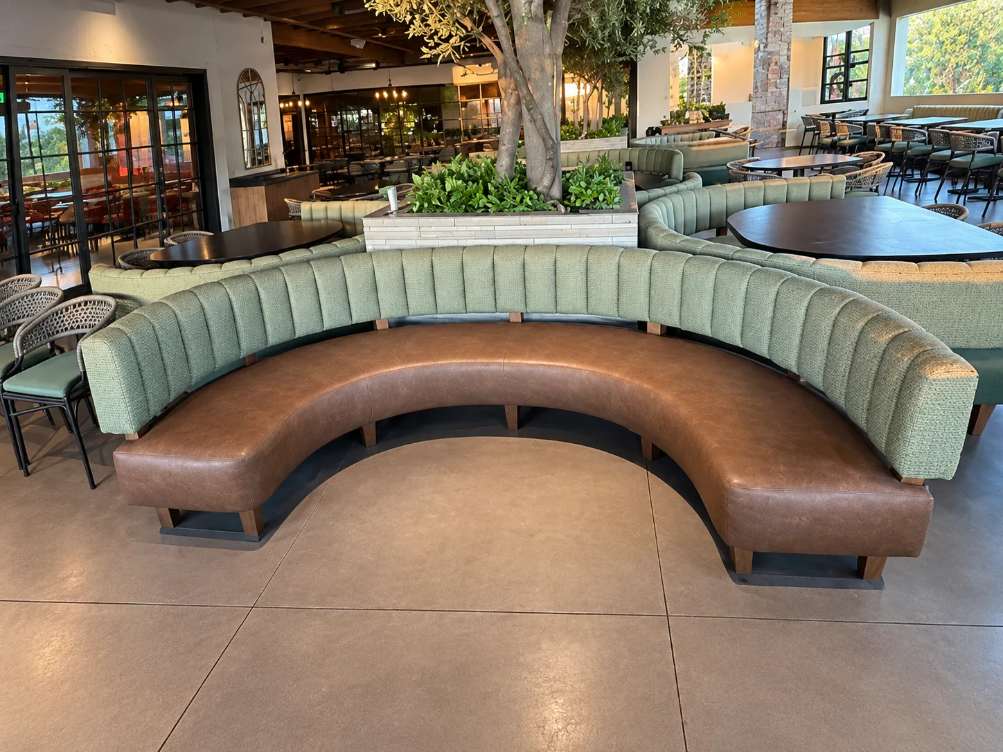 Straight and curved banquette seating at Blanco in Scottsdale