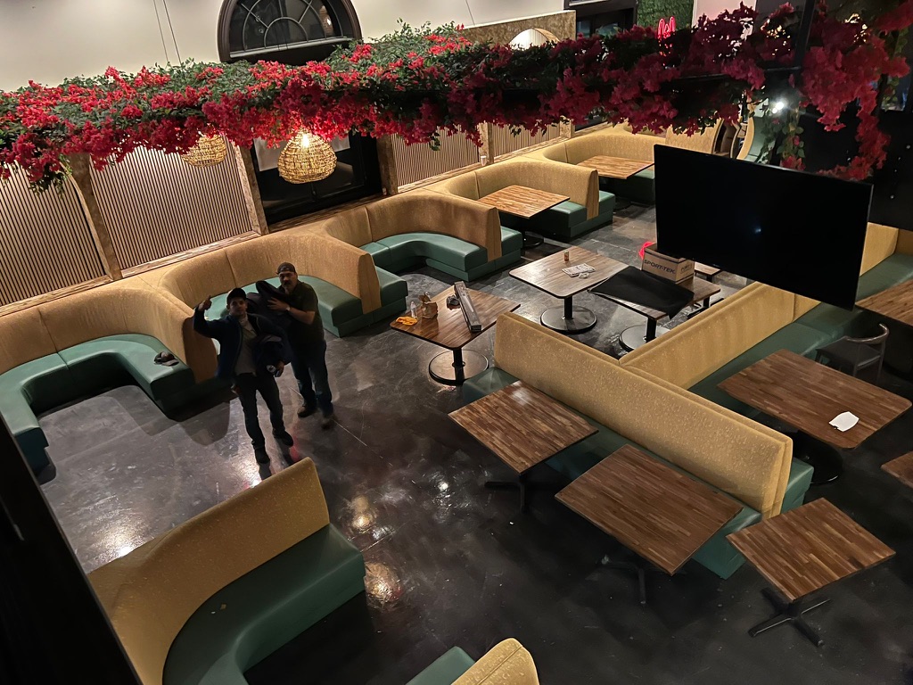 Gold and green restaurant seating in Chicago