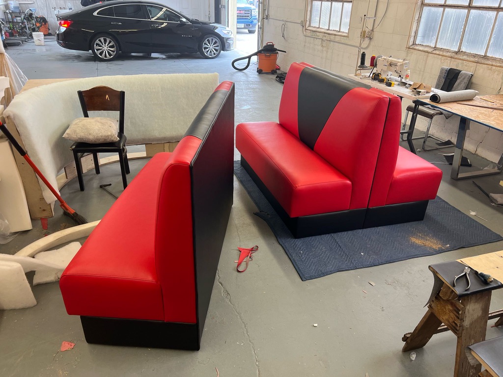 Red and black residential booths for Chicago