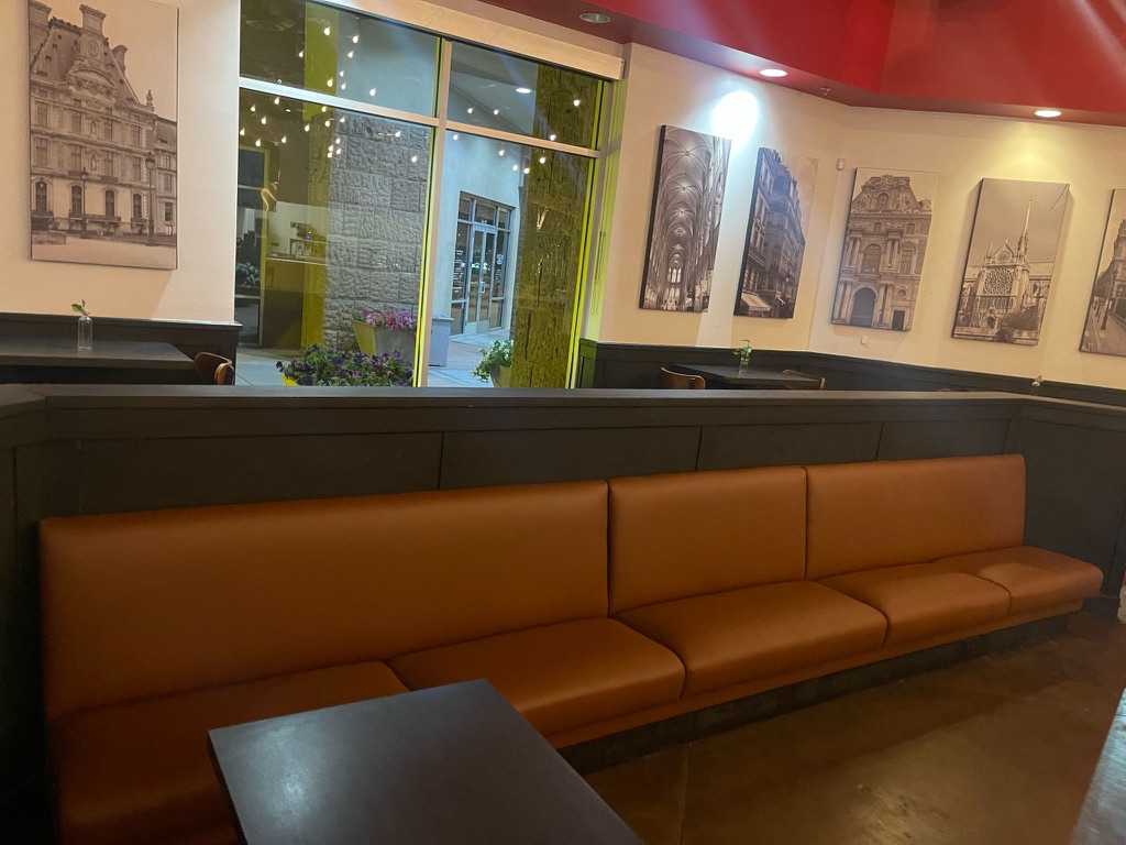 Overnight booth reupholstery at Colados in Avondale