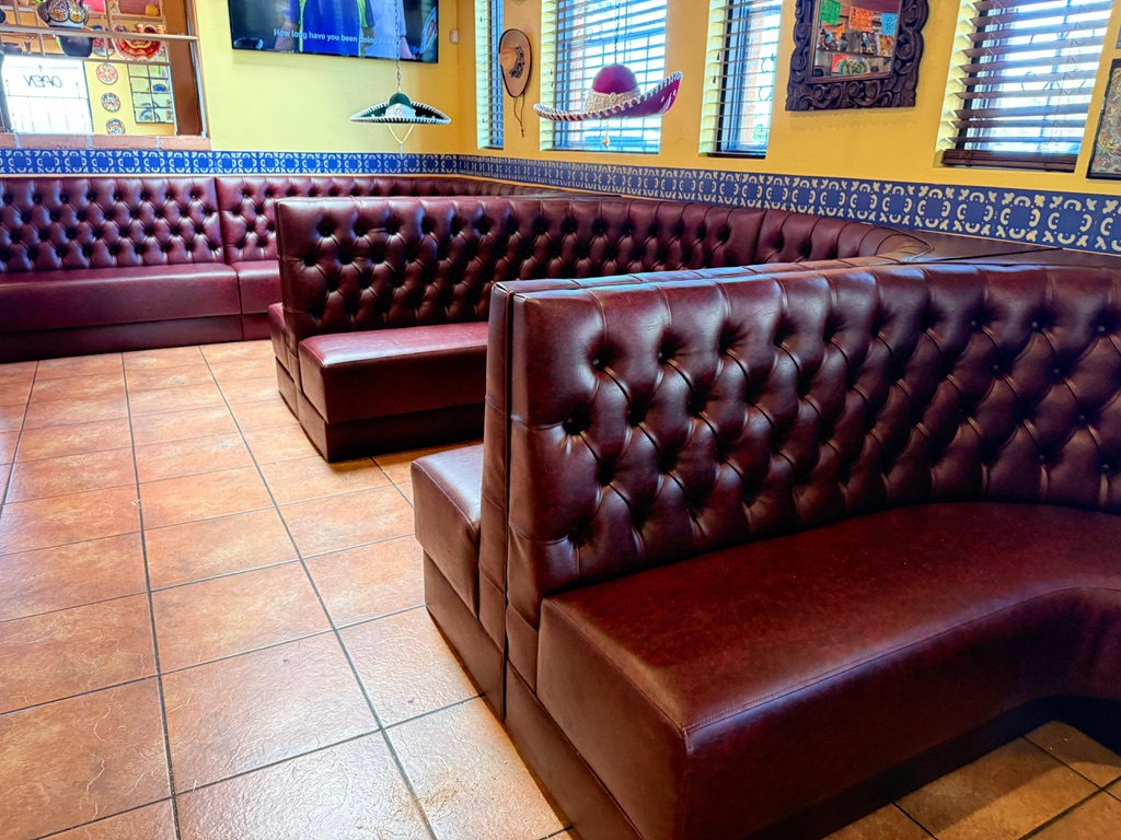 Tufted booth seating at Guadalajara Grill in Tucson
