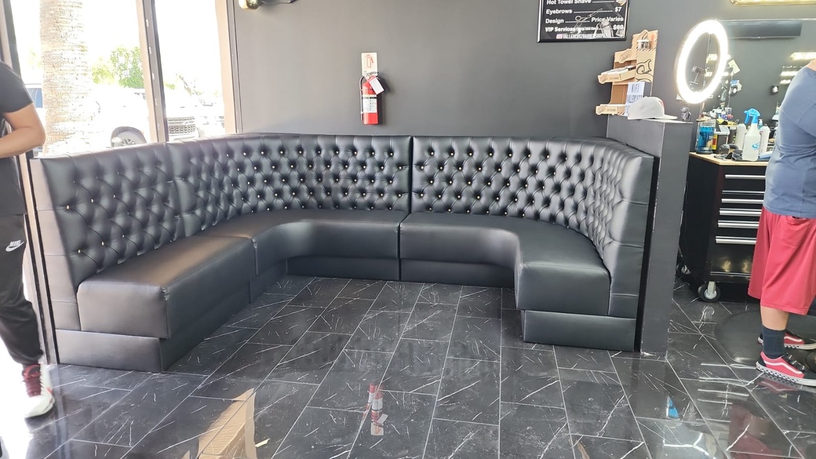 Barbershop Black Tufted L U Dark Tile