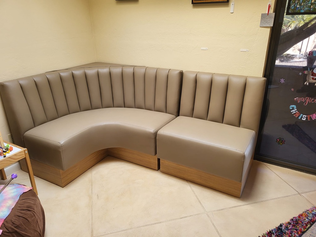 Beige Channel Corner Wood Base Onsite