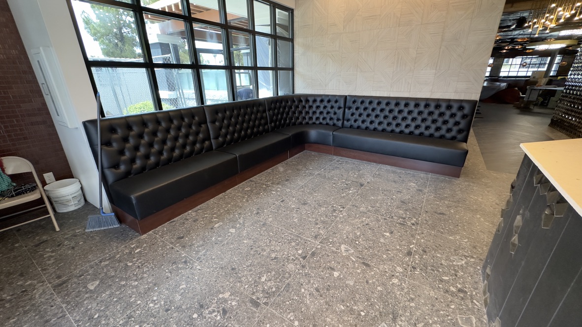 Black Tufted Wood Base Corner Onsite Workshop