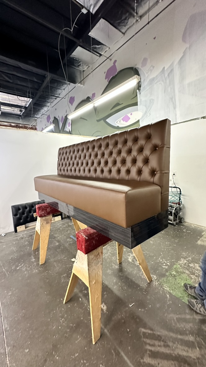 Brown Tufted Banquette Set