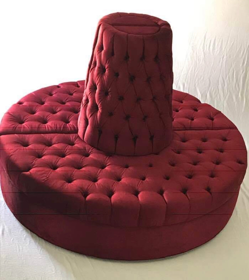 Burgundy Fully Tufted Circular