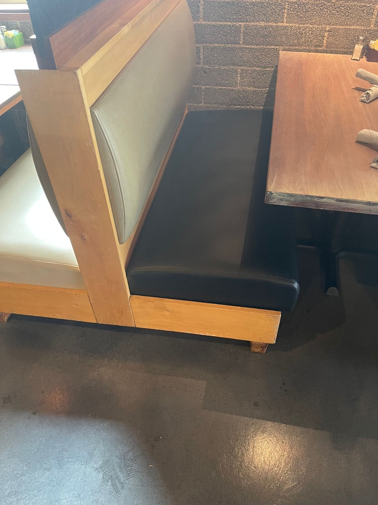 Cafe Wood Booths Cream Backs Black Seats