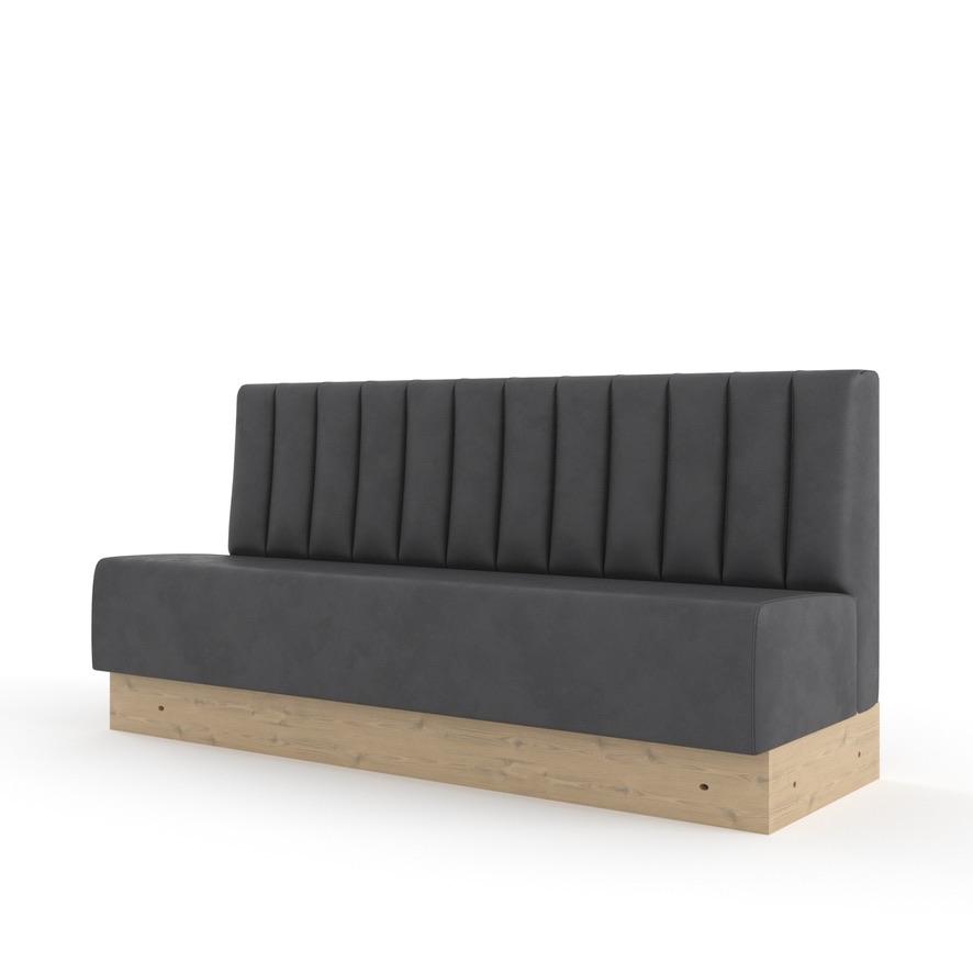 gray channel wood base render — 3D design render, not installation photograph
