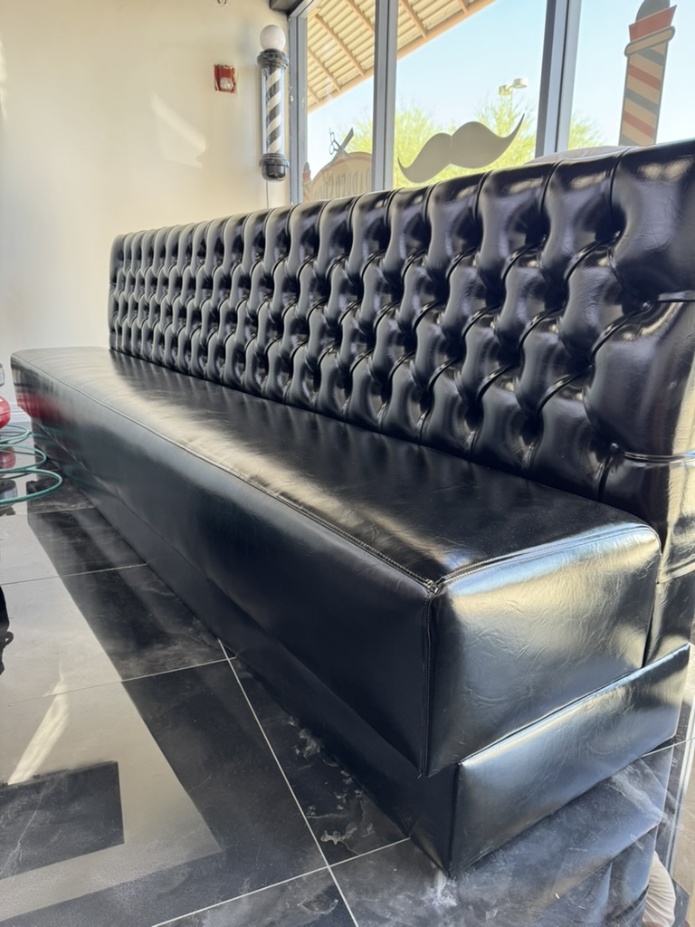 Mesa Barbershop Black Tufted Banquette
