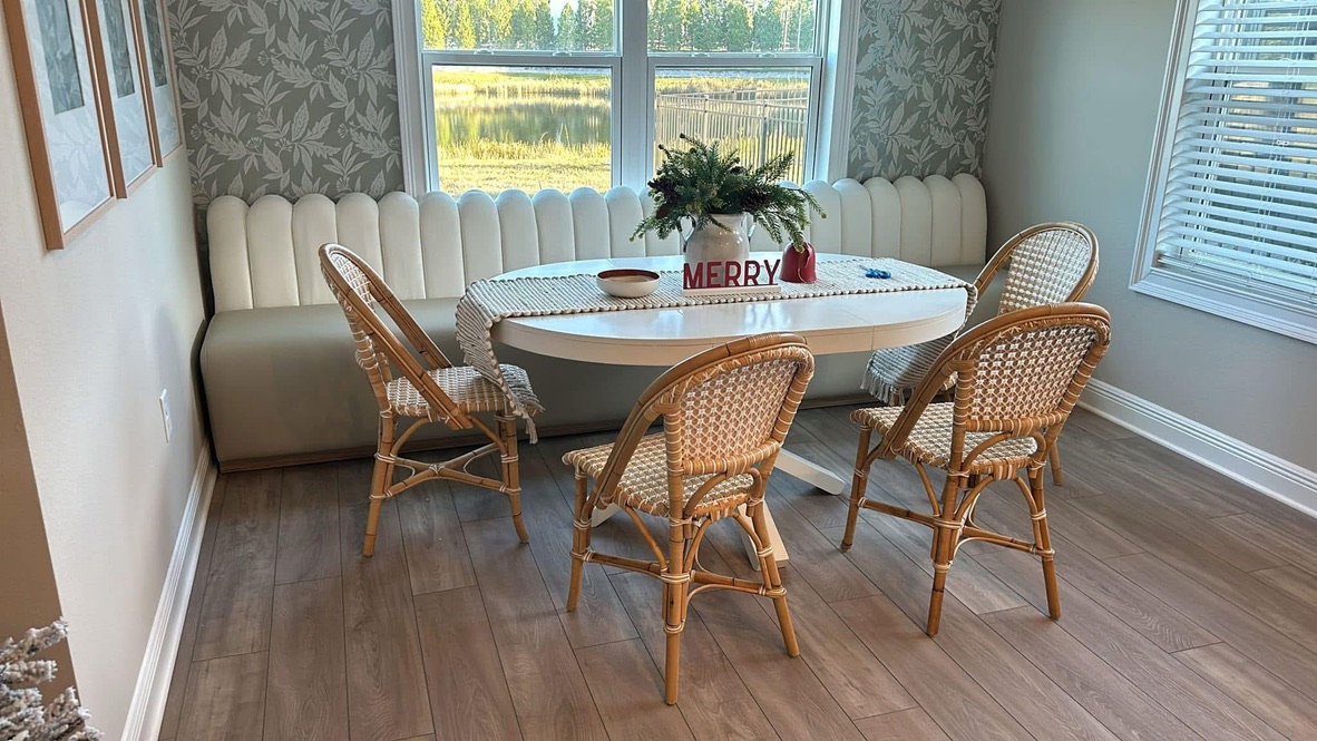 dining banquette angle — Installed residential seating photograph