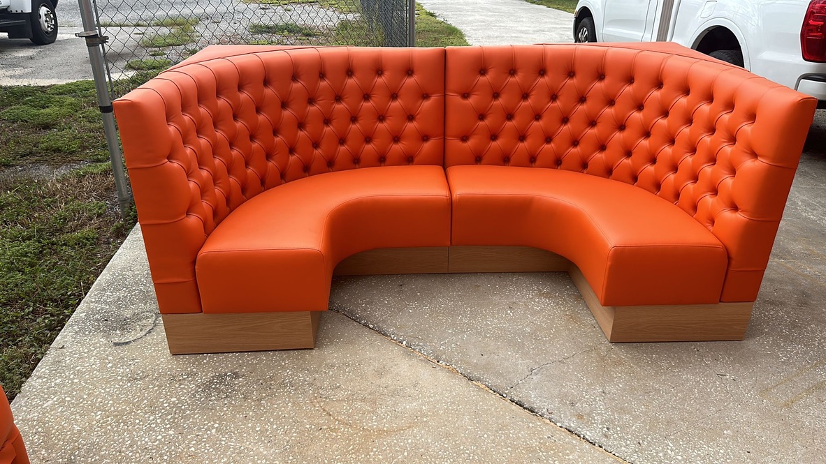 North Carolina Orange Tufted Rounded Booth