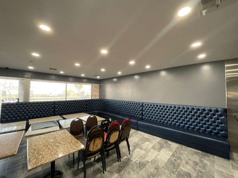 Phoenix Seafood Navy Tufted Banquettes