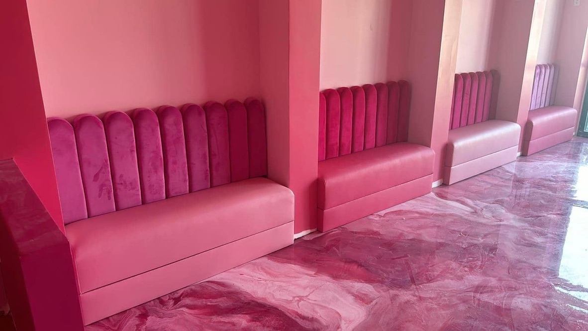 Pink Rounded Channel Banquettes
