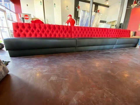 red tufted black seat banquette 01 — onsite seating photograph