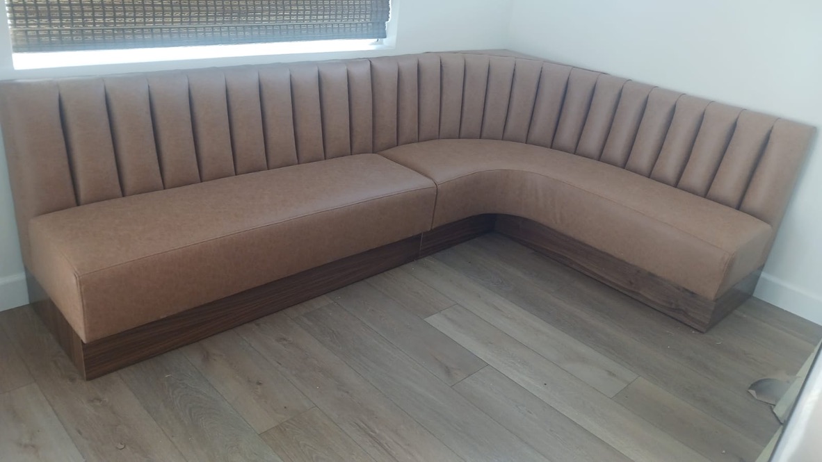 beige channel l corner detail — onsite seating photograph
