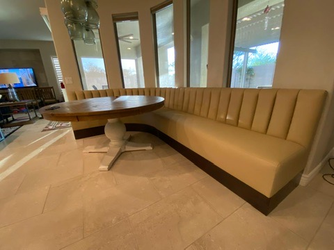 beige channel window banquette table — onsite residential seating photograph