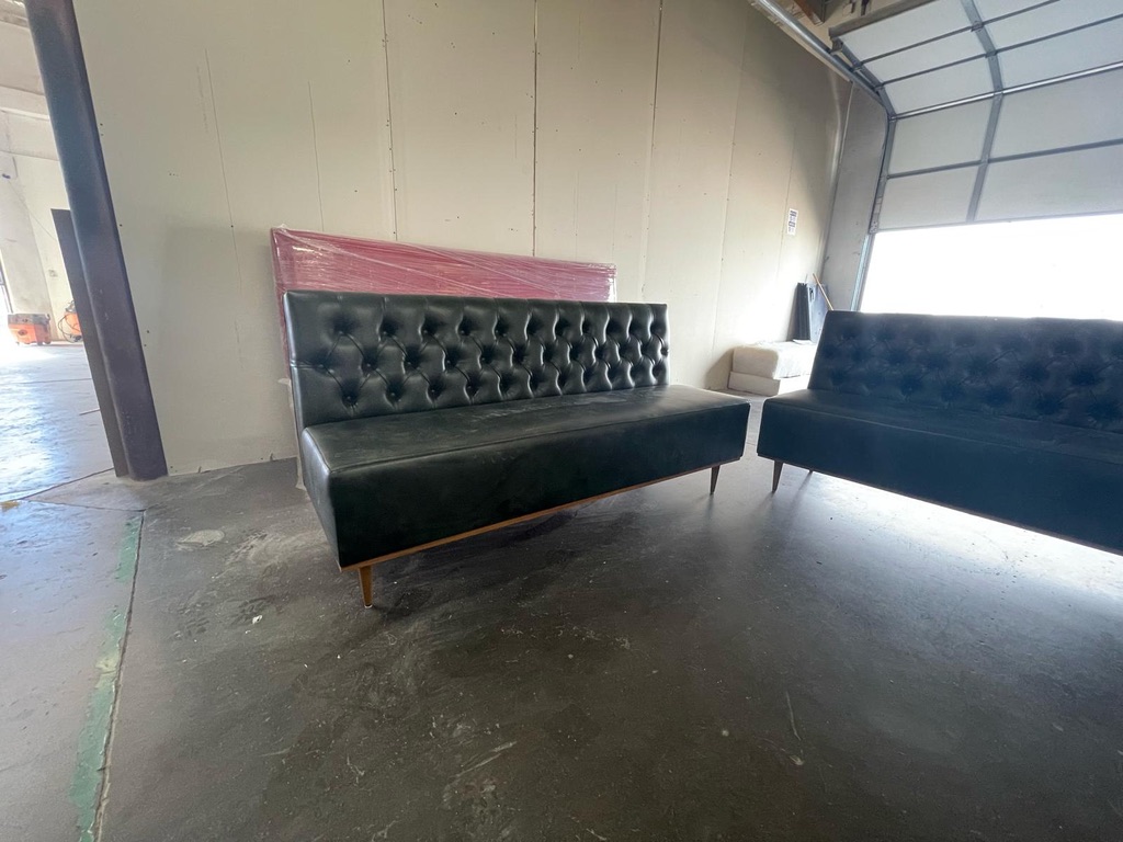 black tufted benches workshop — workshop fabrication photograph