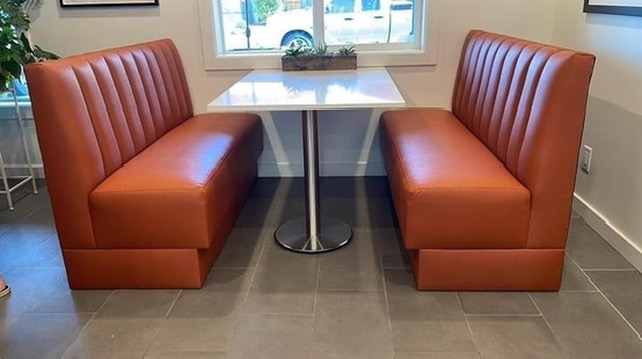 residential cognac booth pair — residential seating photograph