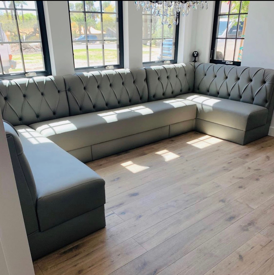 Residential Gray Tufted U Window Banquette