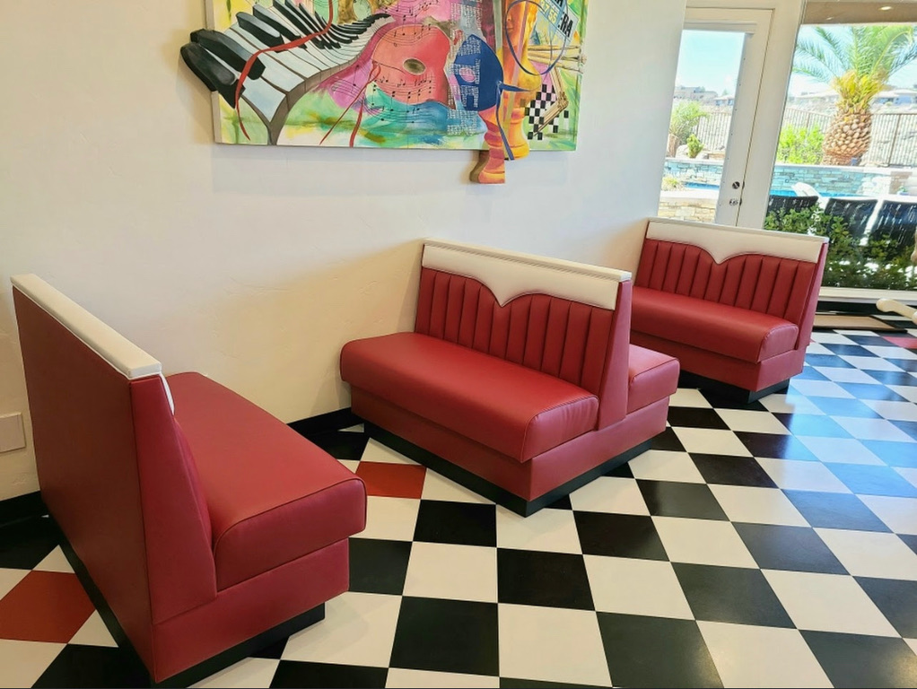 Residential Red Cream Retro Booths