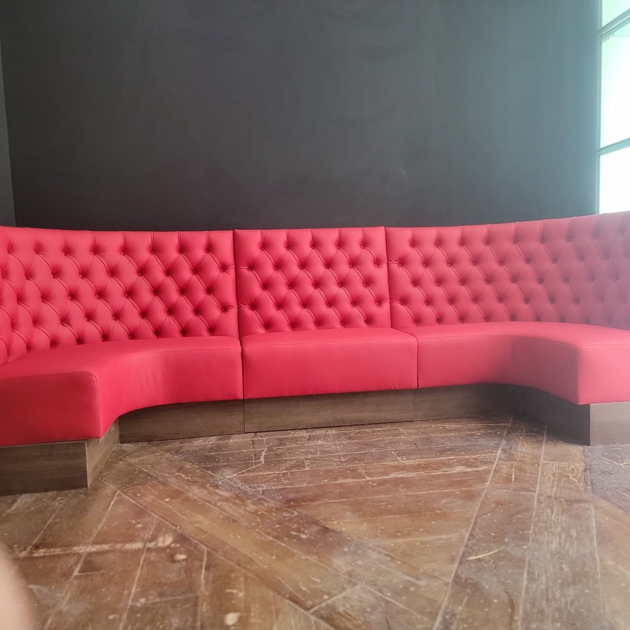 Residential Red Tufted U Wood Base