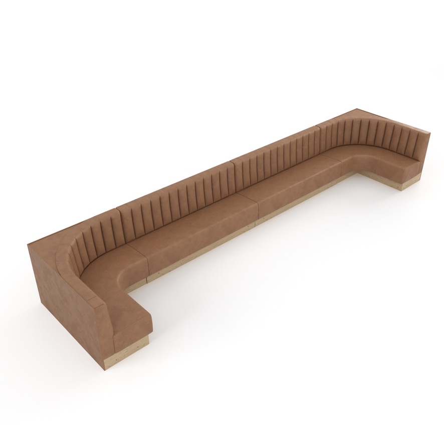 Tan Channel Long Return Banquette Render