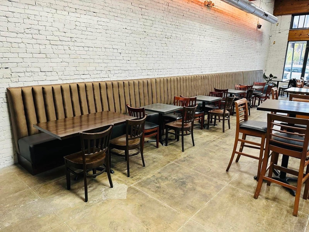 Tan Channel Long Wall Banquette