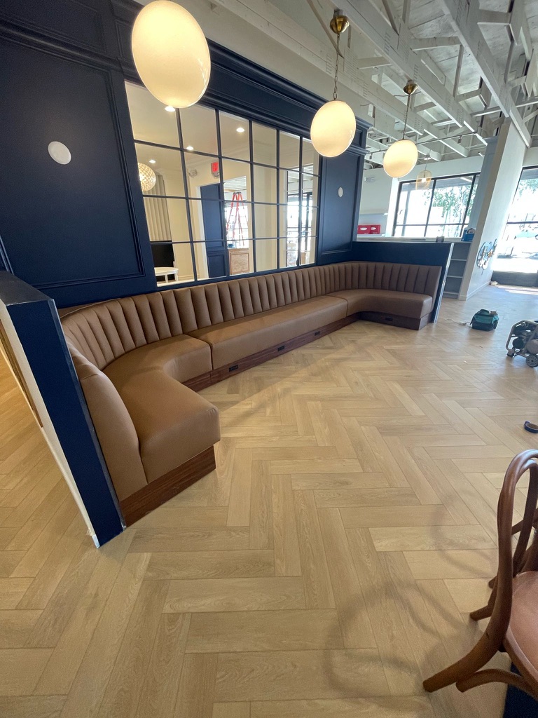 Tan Channel U Banquette