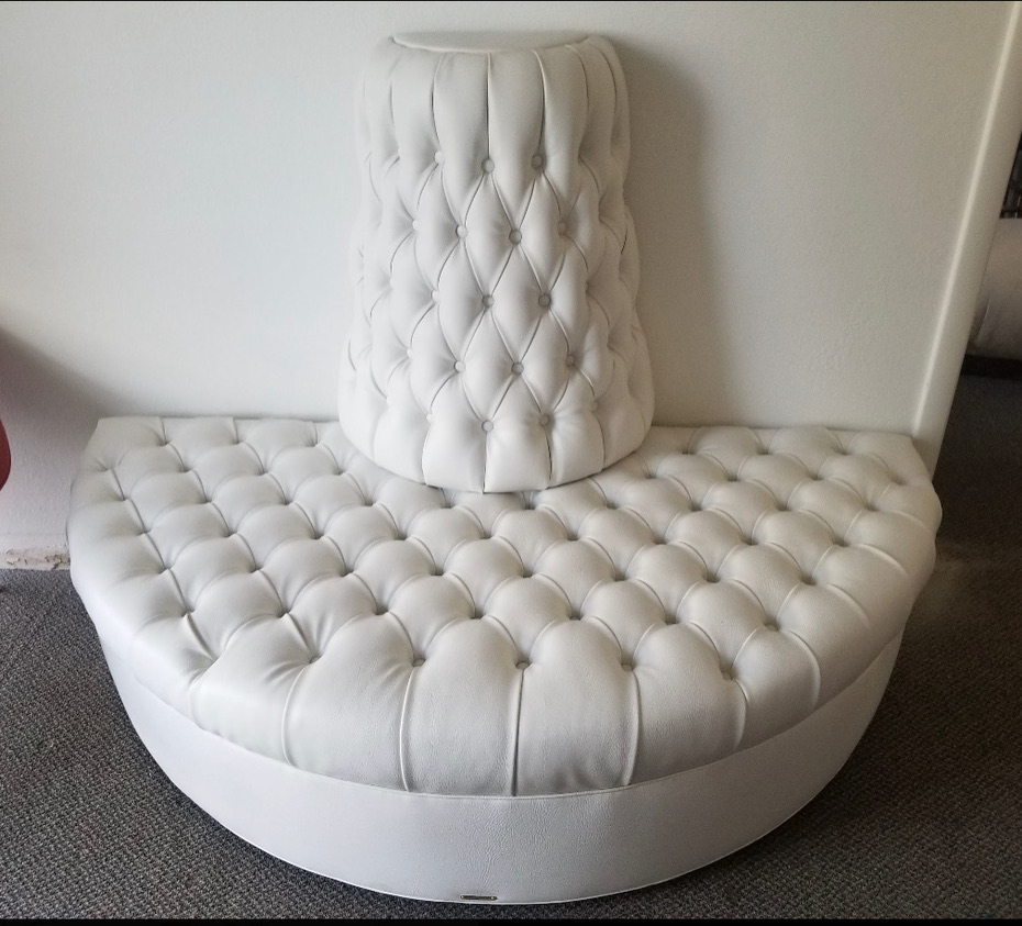 White Tufted Half Round