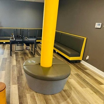 Yellow Trim Wall Banquettes Column Seat
