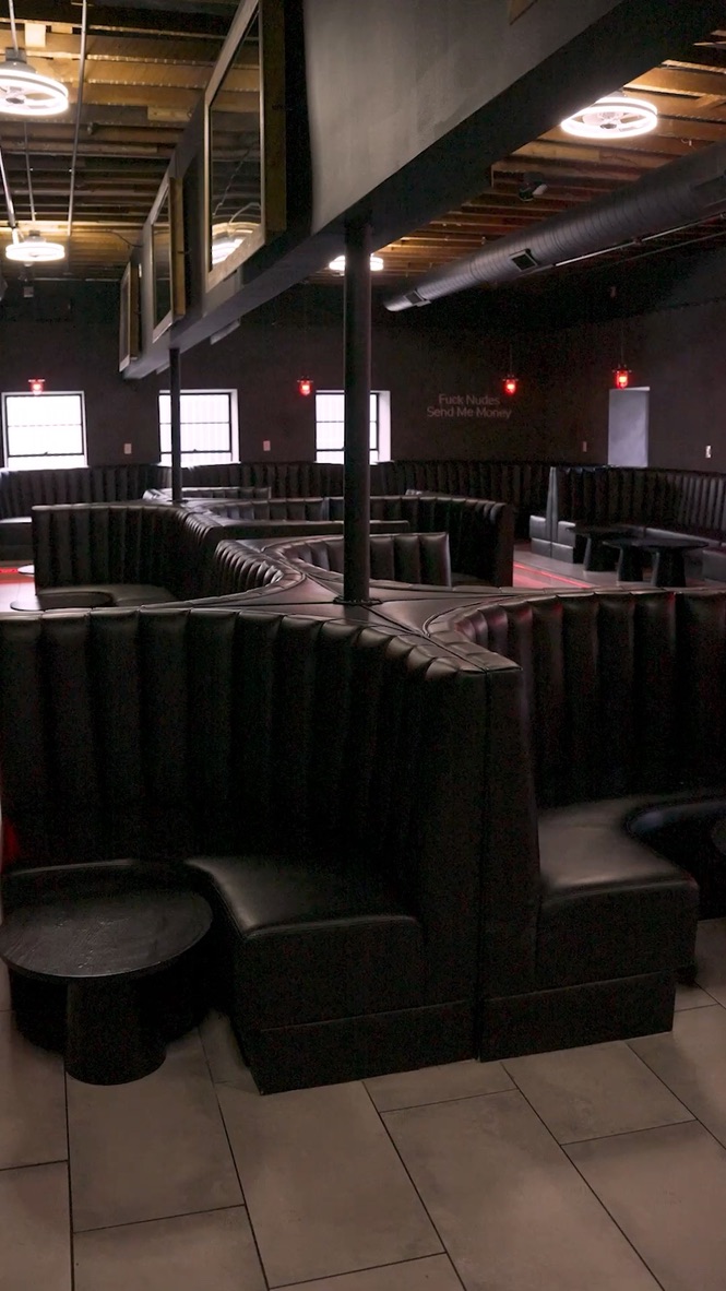 Black channel-back booths at Red Light District in Phoenix