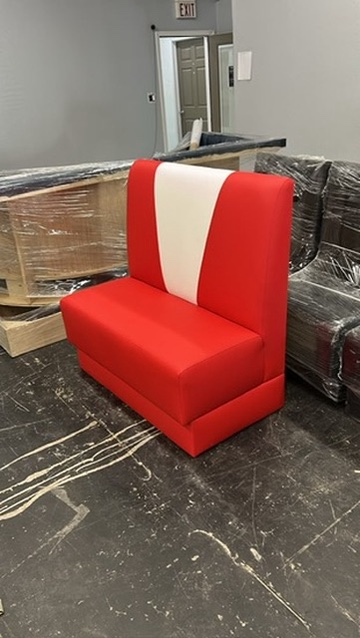 Custom red and white seating for Sedona Dream Maker