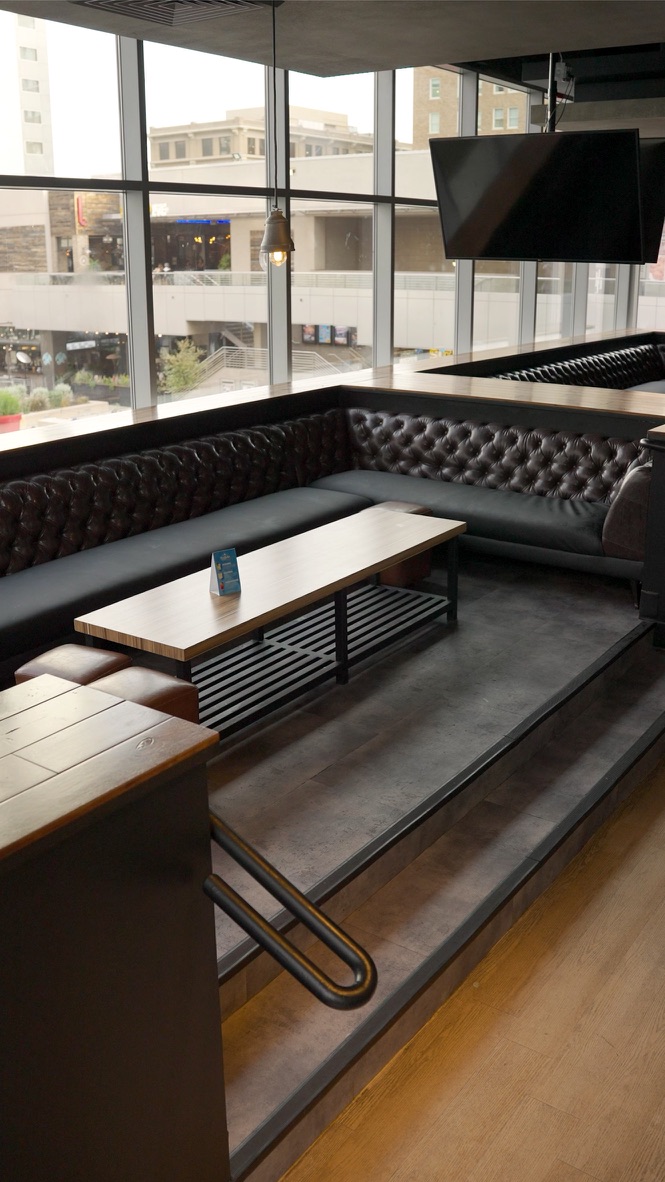 Tufted banquette at Stadium Bar in downtown Phoenix