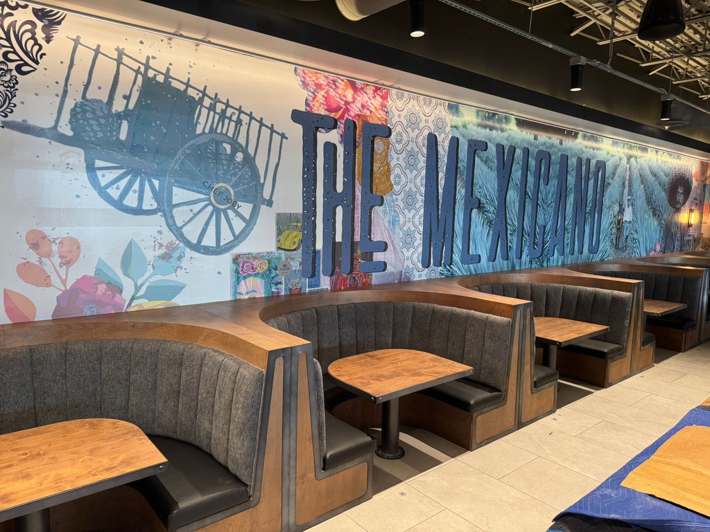 Booth upholstery at The Mexicano
