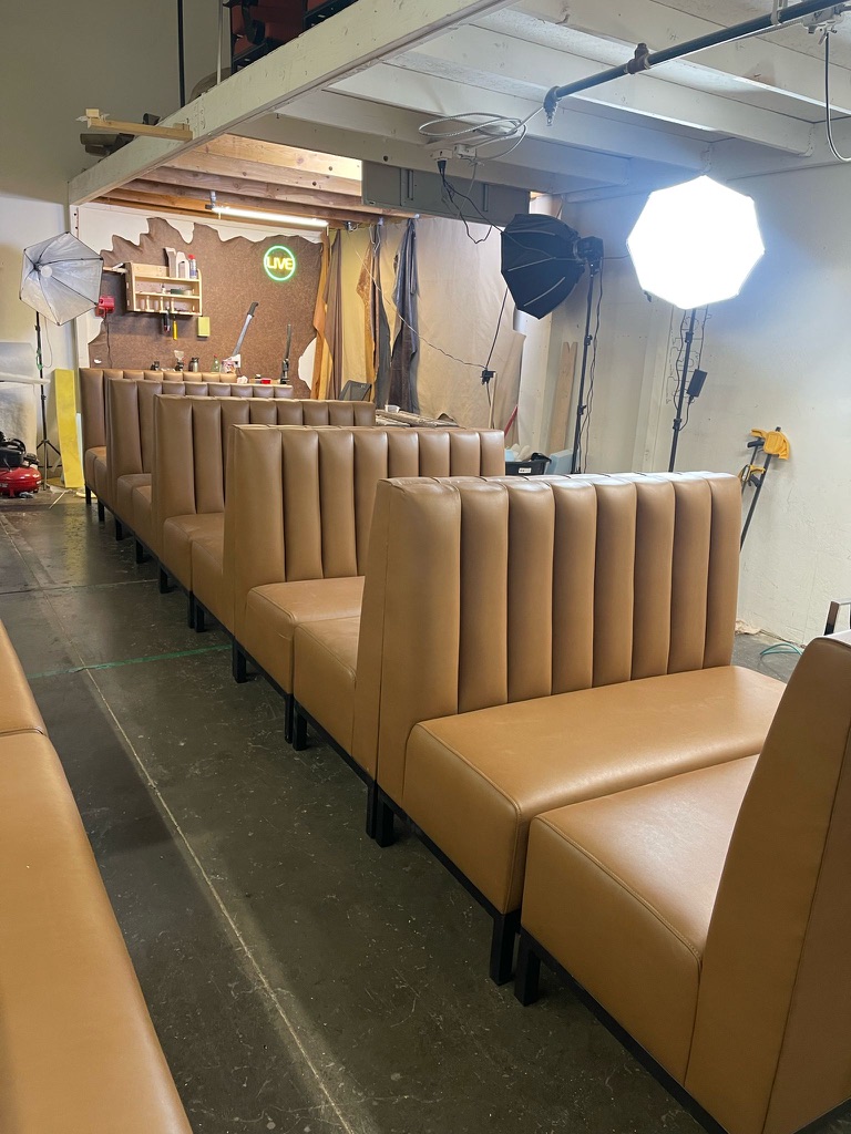 Tan channel-back seating for Napoli’s Italian Restaurant in Utah