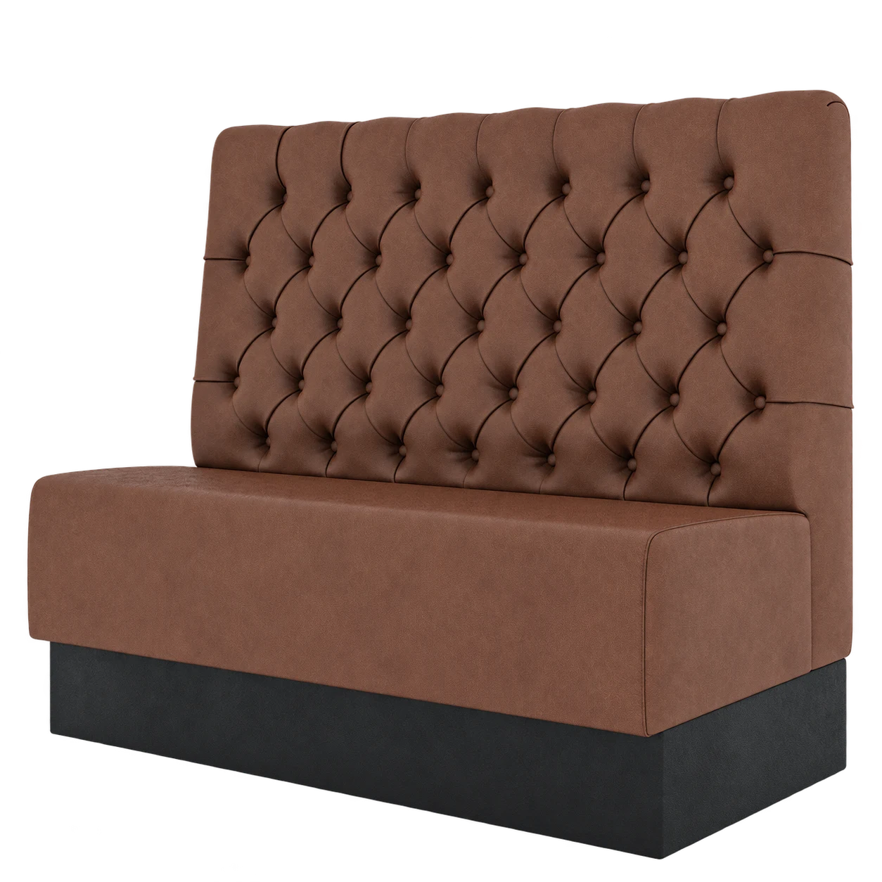 Green restaurant booth with tufted back